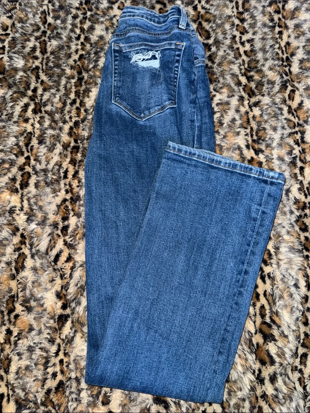 Girls  Distressed Blue Denim Jeans - Classic Mid Wash